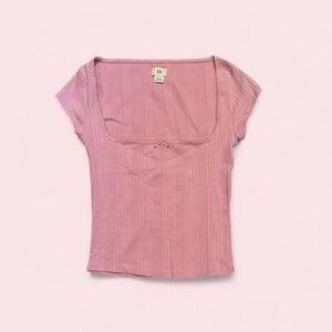 ✨ BDG (Urban Outfitters) Pink Ribbed Square Neck Top – NWT (Size M) ✨
